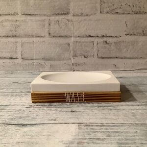 Rae Dunn Rectangular Soap Tray With Wood